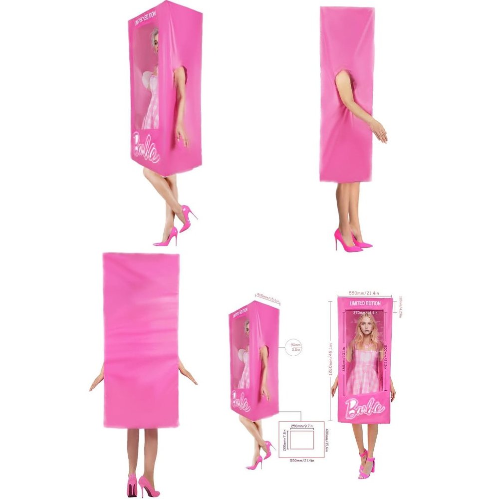 NWT Adorable Barbie Movie Pink Box Gingham Plaid Romper Halloween Costumes - Picture 10 of 12